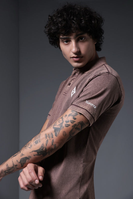 Men's Retro Wash Polo - Faded Brown