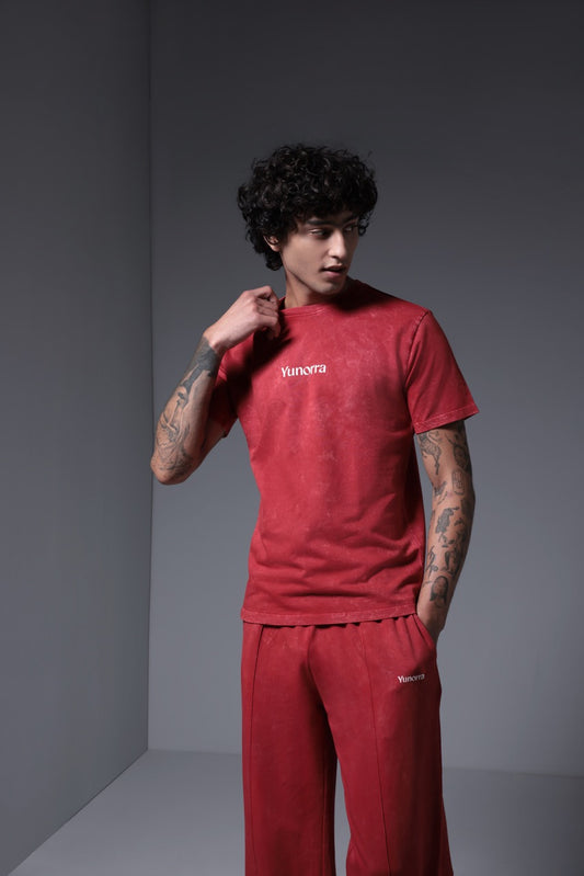 Men's Retro Wash Co-ord - Red