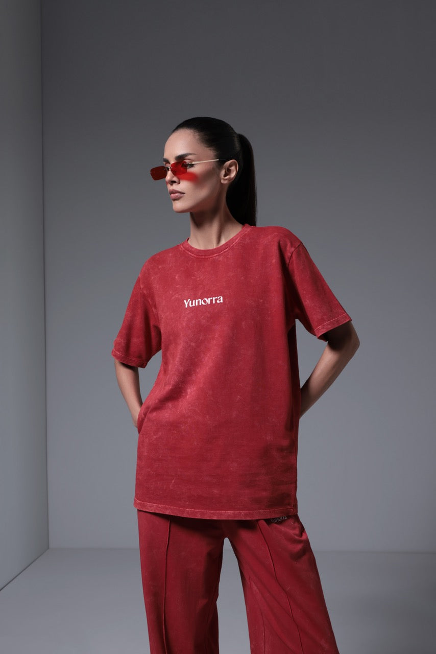 Women's Retro Wash T-Shirt - Faded Red