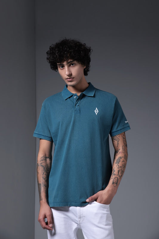 Men's Retro Wash Polo - Faded Teal