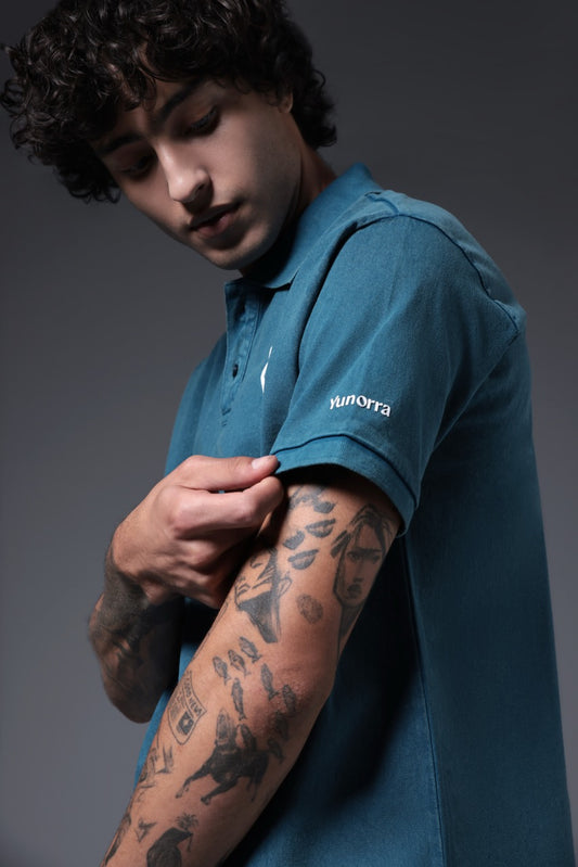 Men's Retro Wash Polo - Faded Teal