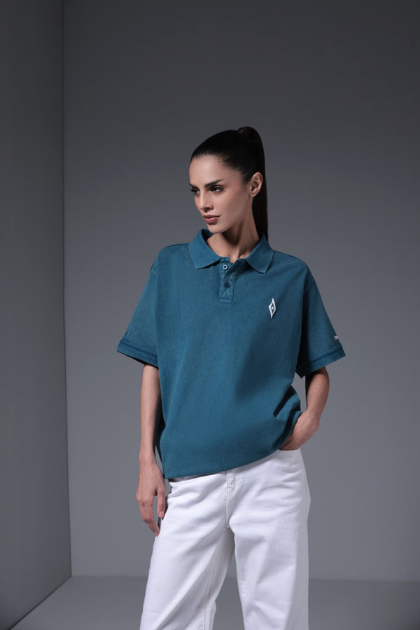 Women's Retro Wash Polo - Faded Teal
