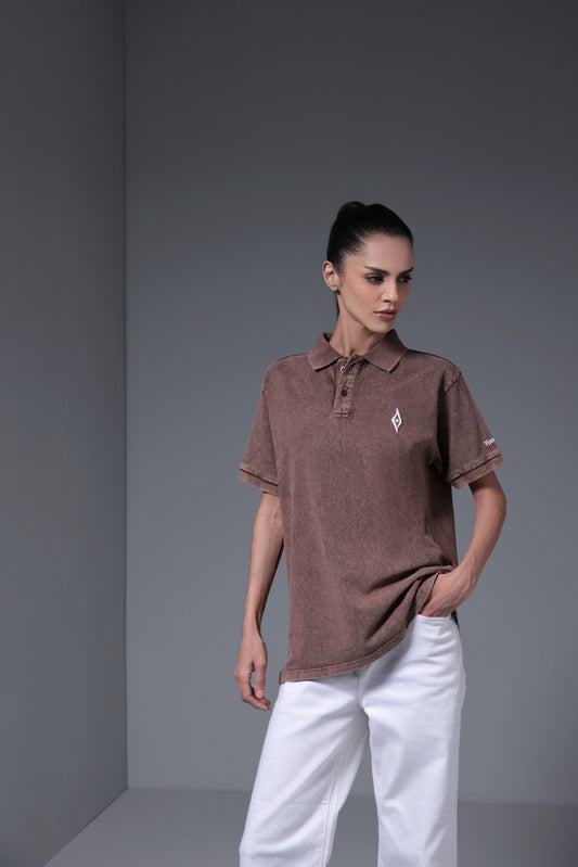 Women's Retro Wash Polo - Faded Brown