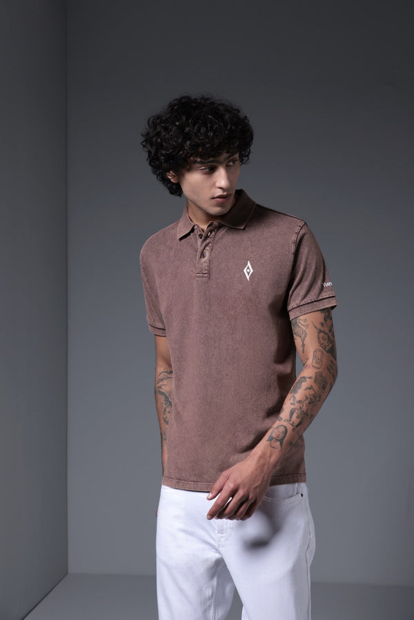 Men's Retro Wash Polo - Faded Brown
