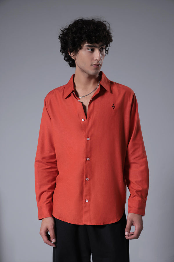 Men's Breeze Linen Shirt - Orange