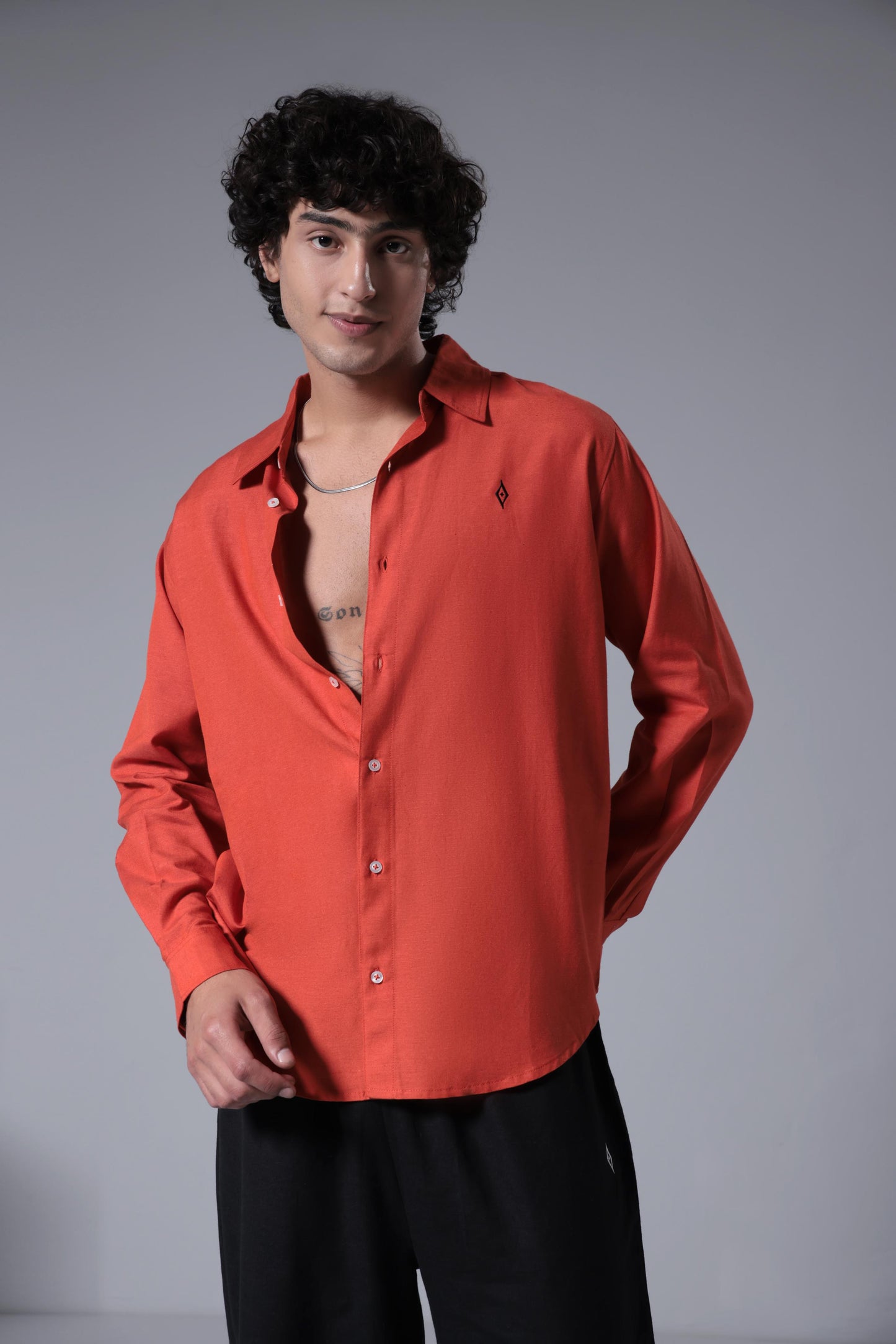 Men's Breeze Linen Shirt - Orange