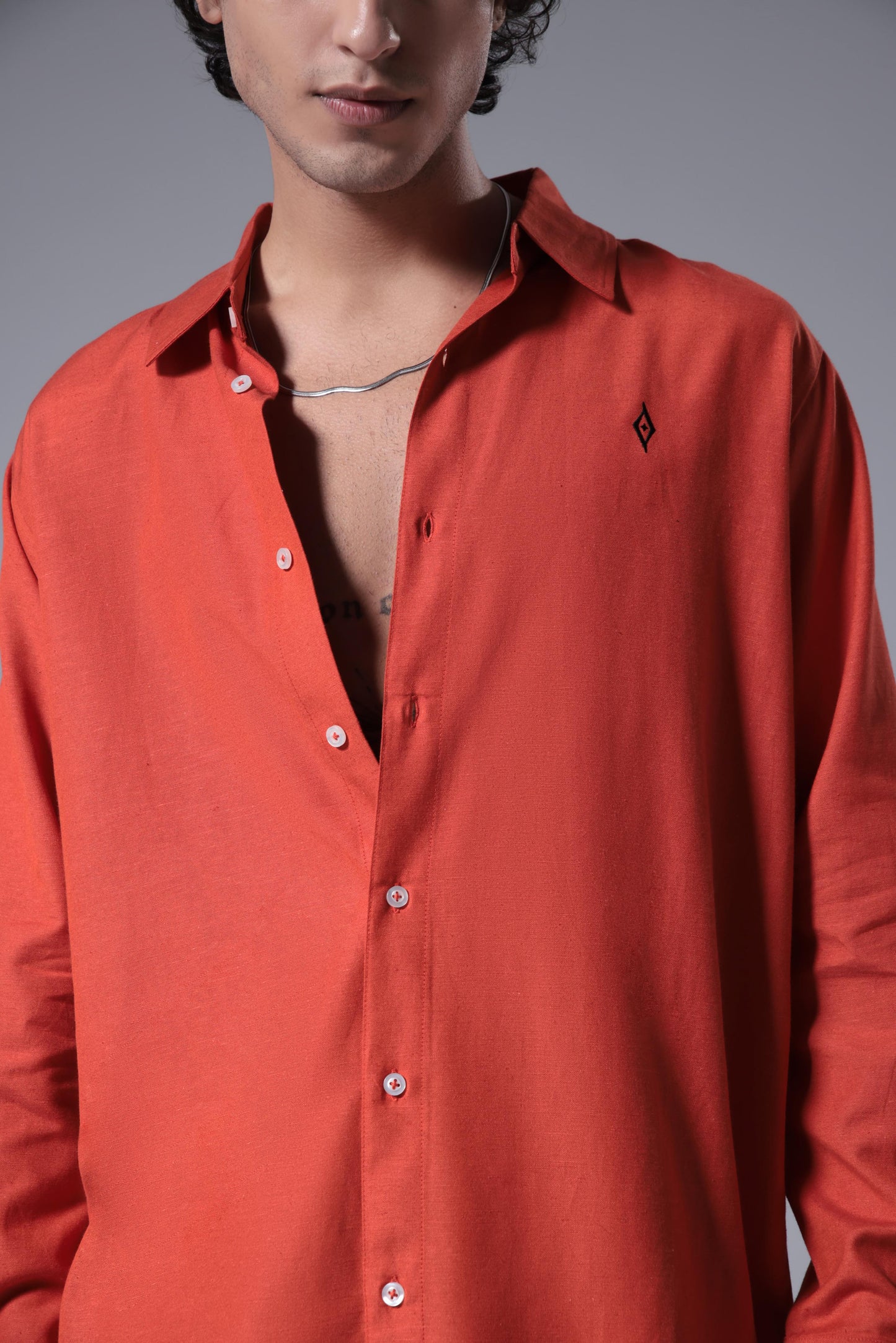 Men's Breeze Linen Shirt - Orange
