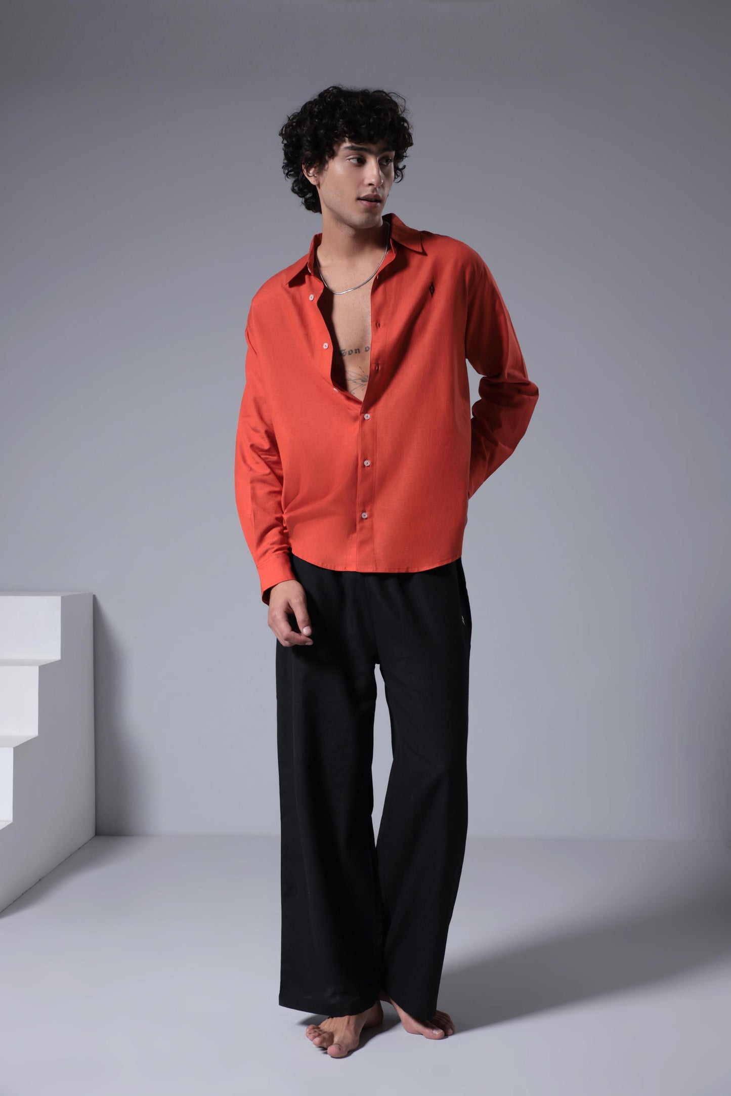 Men's Breeze Linen Shirt - Orange