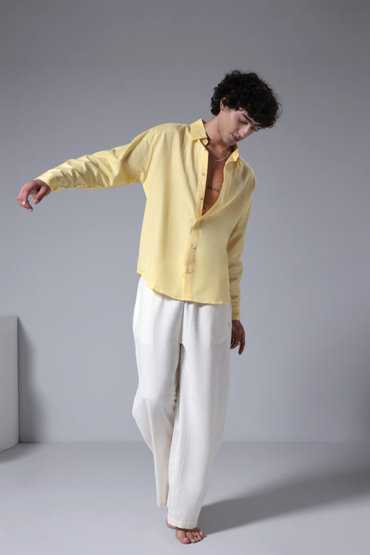 Men's Breeze Linen Shirt - Lemon