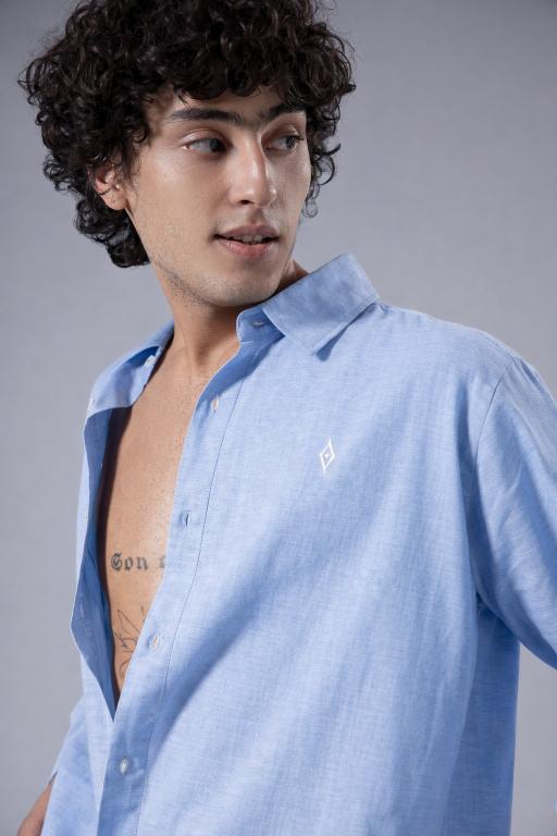 Men's Breeze Linen Shirt - Sky Blue