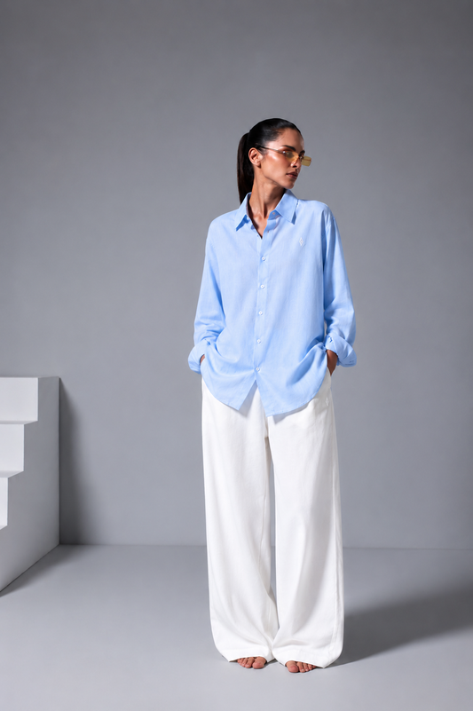 Women's Breeze Linen Shirt - Sky Blue