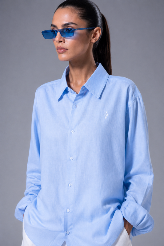 Women's Breeze Linen Shirt - Sky Blue