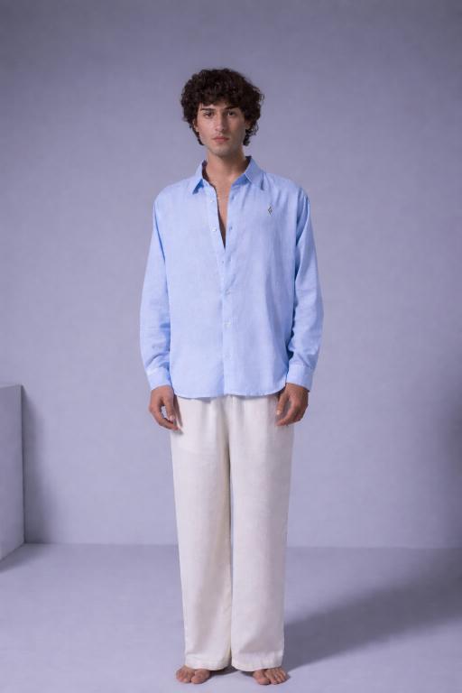 Men's Breeze Linen Shirt - Sky Blue
